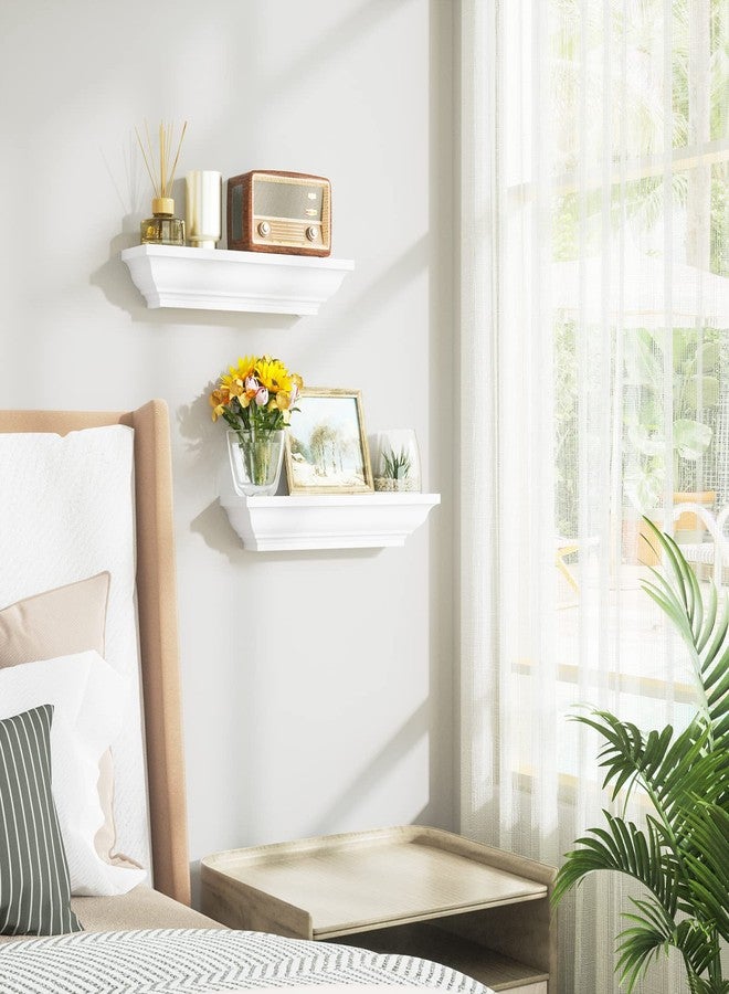 Alsonerbay Floating Shelves - White Rustic Wall Shelves, 2 Pack (17 Inch) for Bedroom, Living Room, Bathroom - Image 3